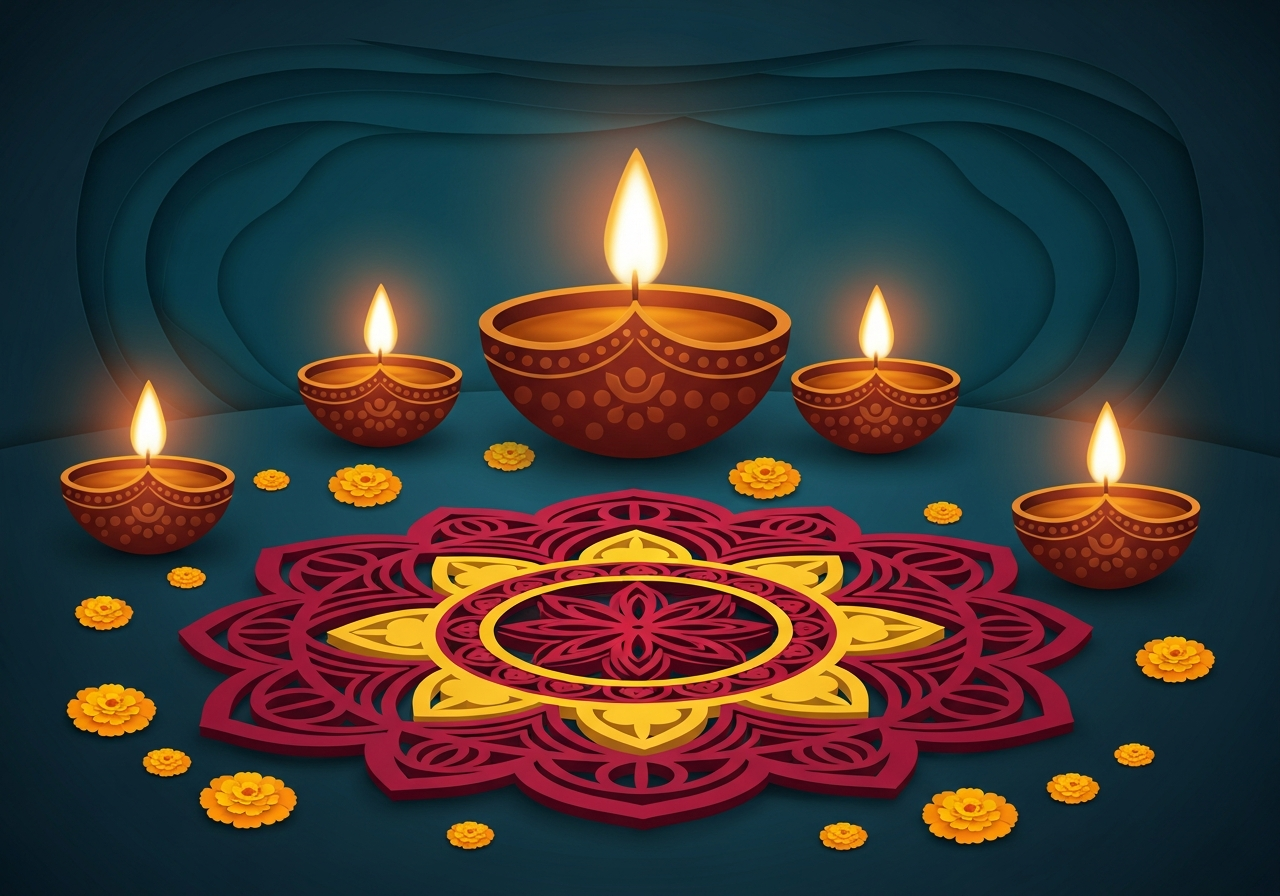Editorial illustration of Diwali